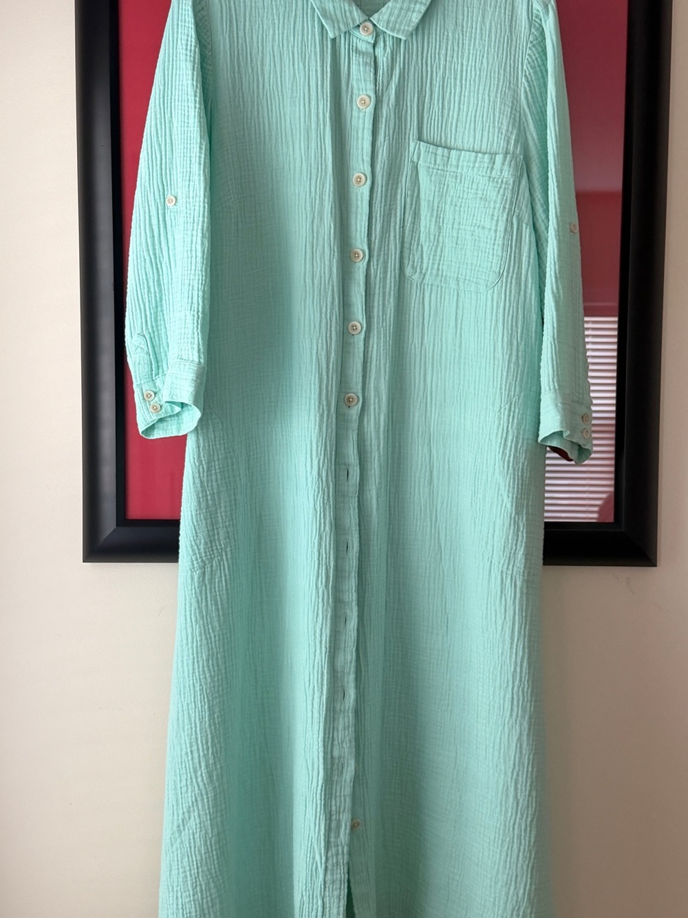J. Jill Mint Aqua Button-Front Maxi Dress